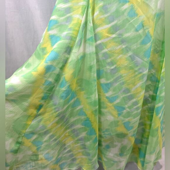 Ruby Rd green yellow blue chiffon flowy maxi skirt size medium - Picture 3 of 5